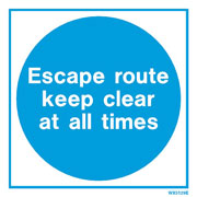 White Escape Route Keep Clear WX5129